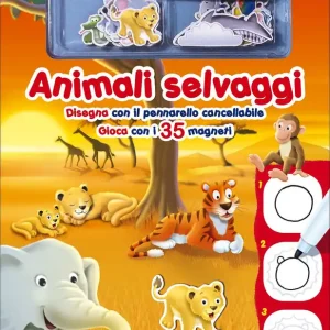Animali selvaggi Disegna con il pennarello cancellabile - Gioca con i 35 magneti Promozione
