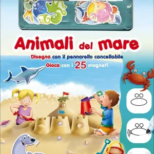 Animali del mare Disegna con il pennarello cancellabile - Gioca con i 25 magneti Nuova Collezione