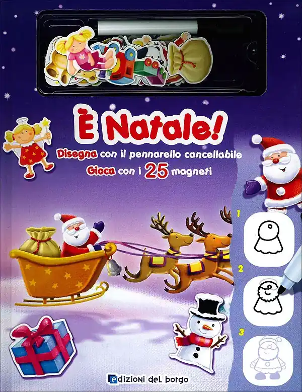 Professionale E‘ Natale! Disegna con il pennarello cancellabile. Gioca con i 25 magneti